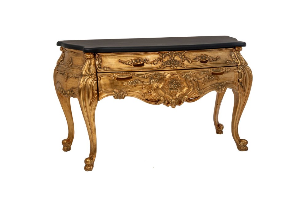 ΧΡΥΣΗ MDF VINTAGE ΚΟΝΣΟΛΑ ΜΕ ΜΑΥΡΗ ΕΠΙΦΑΝΕΙΑ 148Χ65Χ83ΕΚ