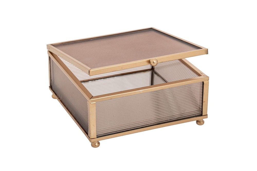 ΧΡΥΣΗ ΜΕΤΑΛΛΙΚΗ ΜΠΙΖΟΥΤΙΕΡΑ 13Χ13Χ6 ΕΚ ΜΕ ΜΕΛΙ ΓΥΑΛΙ ΚΑΙ ΚΑΘΡΕΠΤΗ