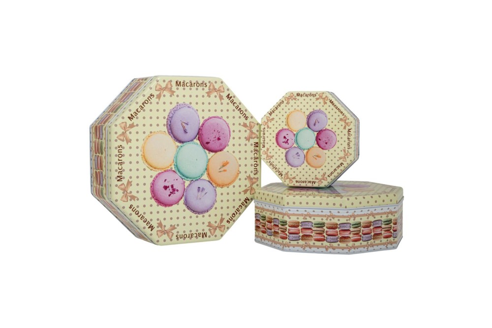 ΣΕΤ 3 ΕΞΑΓΩΝΑ ΜΕΤΑΛΛΙΚΑ ΚΟΥΤΙΑ ΜΕ ΣΧΕΔΙΑ ΜΑΚΑΡΟΝ 21Χ8  19Χ7  13Χ4,5ΕΚ