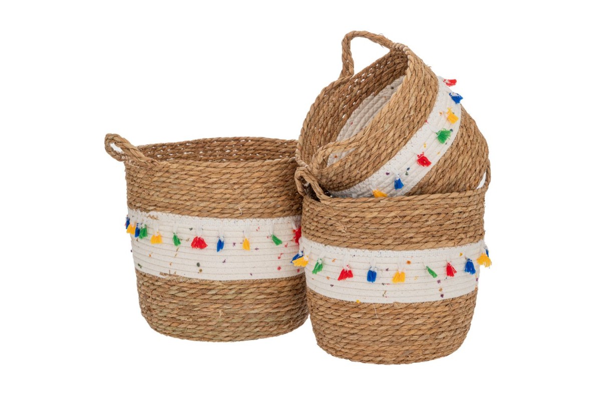 ΣΕΤ 3 ΚΑΛΑΘΙ RATTAN  ΜΕ ΚΡΟΣΙΑ 32Χ29 27Χ25 25Χ22ΕΚ