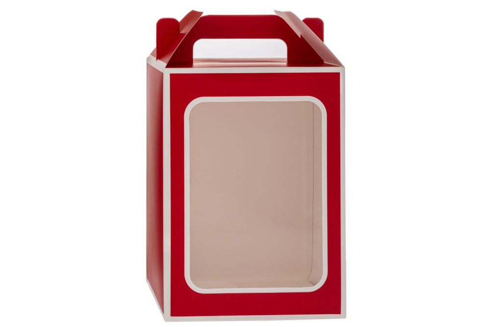 ΚΟΚΚΙΝΟ ΧΑΡΤΙΝΟ ΚΟΥΤΙ ΜΕ ΠΑΡΑΘΥΡΟ 25Χ18Χ13ΕΚ