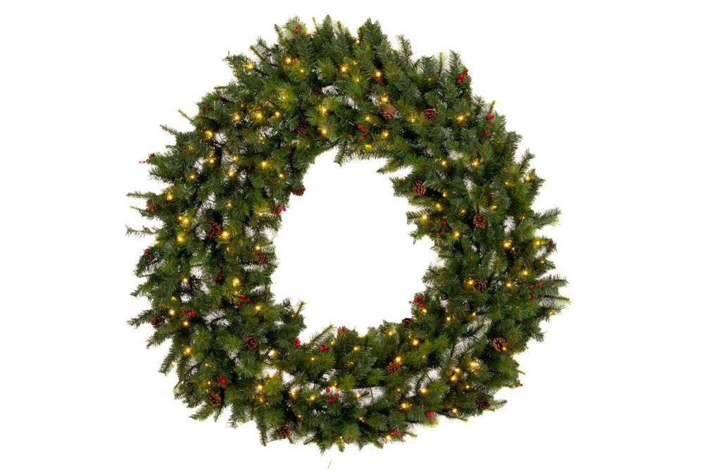 ΠΡΑΣΙΝΟ ΣΤΕΦΑΝΙ PRE-LIT Φ150ΕΚ ΜΕ 150 WARM WHITE LED ΜΕ 720 TIPS