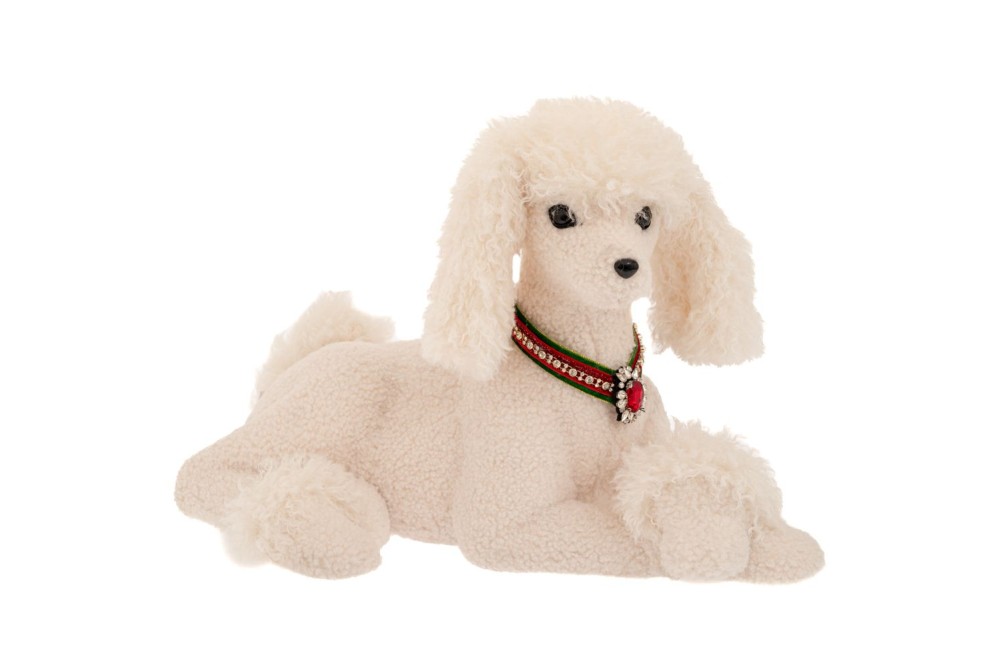 ΛΕΥΚΟΣ ΥΦΑΣΜΑΤΙΝΟΣ ΞΑΠΛΩΤΟΣ ΣΚΥΛΟΣ ΜΕ ΚΟΚΚΙΝΟ  ΠΡΑΣΙΝΟ ΠΕΡΙΛΑΙΜΙΟ 54Χ31Χ35ΕΚ