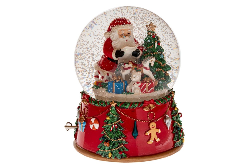 ΚΟΚΚΙΝΗ ΠΟΛΥΡΕΖΙΝ ΚΟΥΡΔΙΣΤΗ ΝΕΡΟΜΠΑΛΑ ΜΕ ΑΓΙΟ ΒΑΣΙΛΗ ΚΑΙ ΜΟΥΣΙΚΗ 16,5Χ16,5Χ20ΕΚ