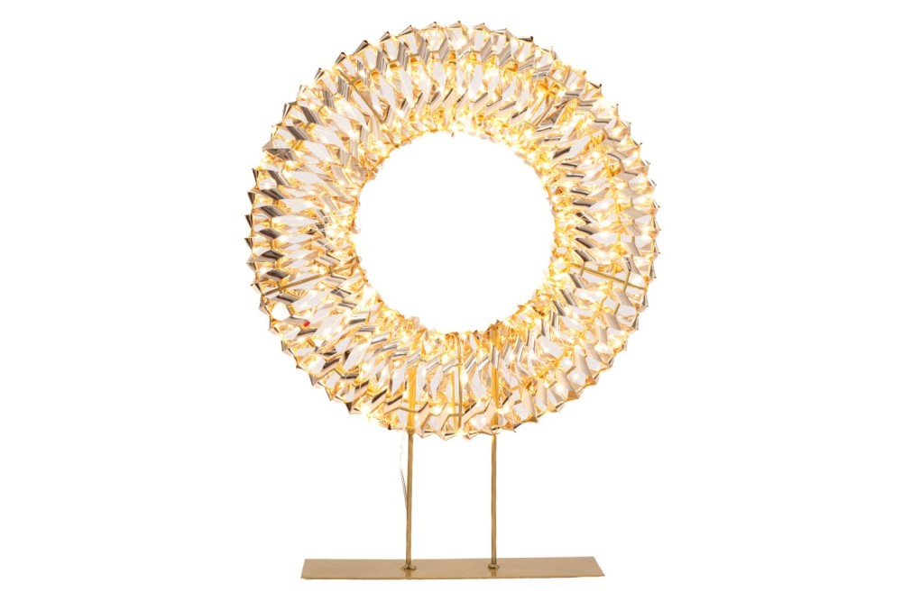 ΦΩΤΙΖΟΜΕΝΟΣ ΕΠΙΤΡΑΠΕΖΙΟΣ ΔΙΑΚΟΣΜΗΤΙΚΟΣ ΚΥΚΛΟΣ  ΣΕ ΧΡΥΣΗ ΒΑΣΗ 38Χ50Χ9ΕΚ ΜΕ 500 LED ΘΕΡΜΟ ΛΕΥΚΟ IP4