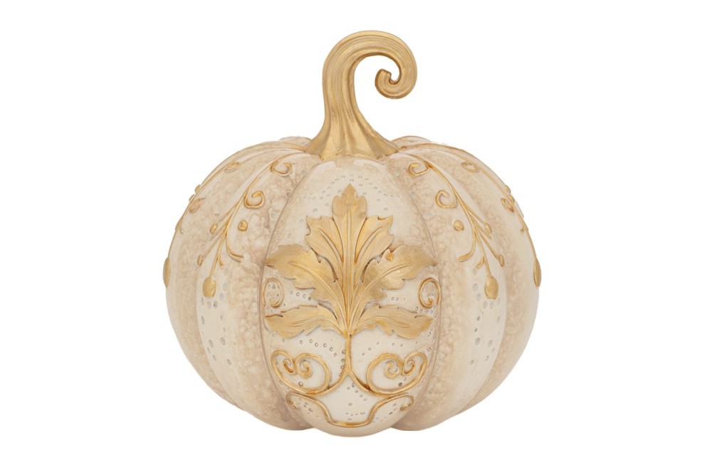 ΛΕΥΚΗ ΠΟΛΥΡΕΖΙΝ ΚΟΛΟΚΥΘΑ ΜΕ ΧΡΥΣΕΣ ΛΕΠΤΟΜΕΡΕΙΕΣ 19,5Χ19,5Χ19,5ΕΚ