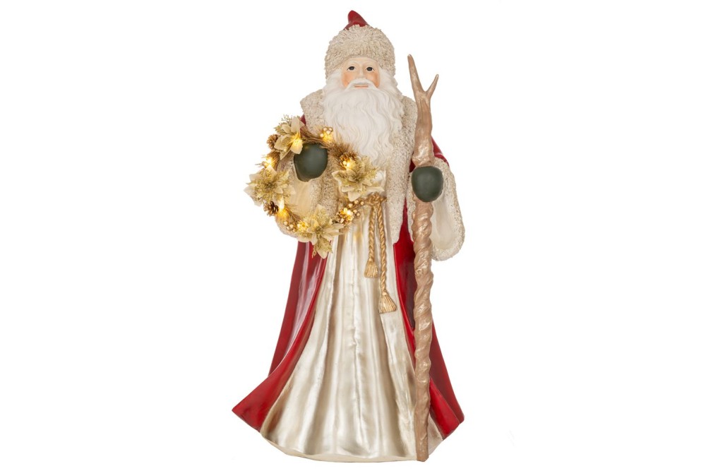 ΠΟΛΥΡΕΖΙΝ ΦΙΓΟΥΡΑ ΑΓΙΟ ΒΑΣΙΛΗ ΜΕ LED ΦΩΤΙΖΟΜΕΝΟ ΣΤΕΦΑΝΙ 65Χ50Χ120ΕΚ