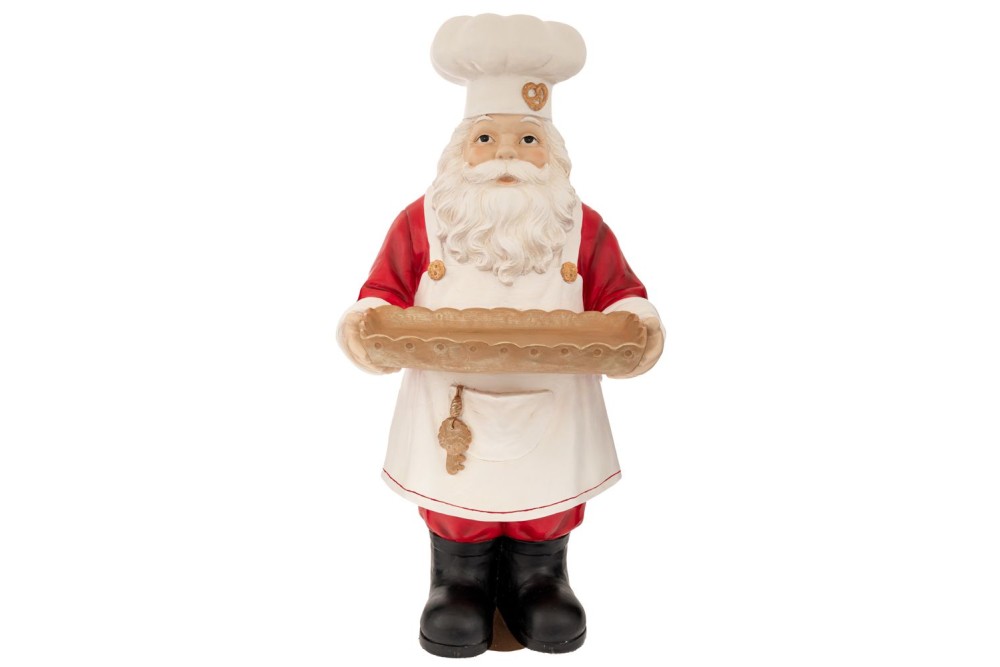 ΚΟΚΚΙΝΗ ΠΟΛΥΡΕΖΙΝ ΦΙΓΟΥΡΑ ΑΓΙΟΥ ΒΑΣΙΛΗ ΜΕ ΔΙΣΚΟ ΣΤΑ ΧΕΡΙΑ 40Χ38,5Χ80,5ΕΚ