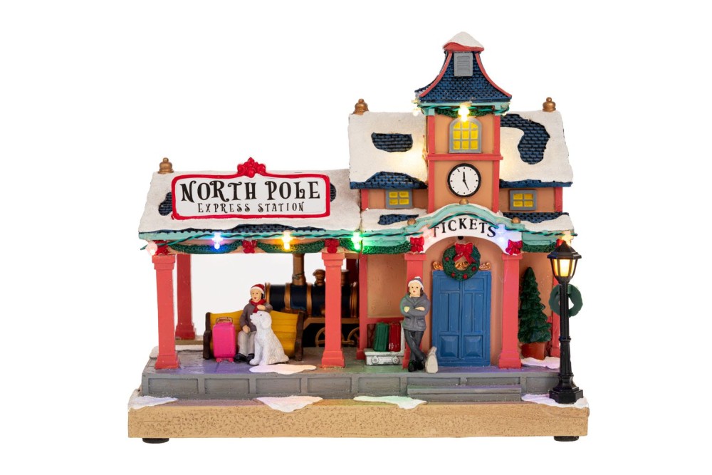 ΦΩΤΙΖΟΜΕΝΟΣ ΣΤΑΘΜΟΣ ΤΡΕΝΟΥ ΜΕ ΚΙΝΗΣΗ 26,5Χ16,5Χ23,5ΕΚ ΡΕΥΜΑΤΟΣ