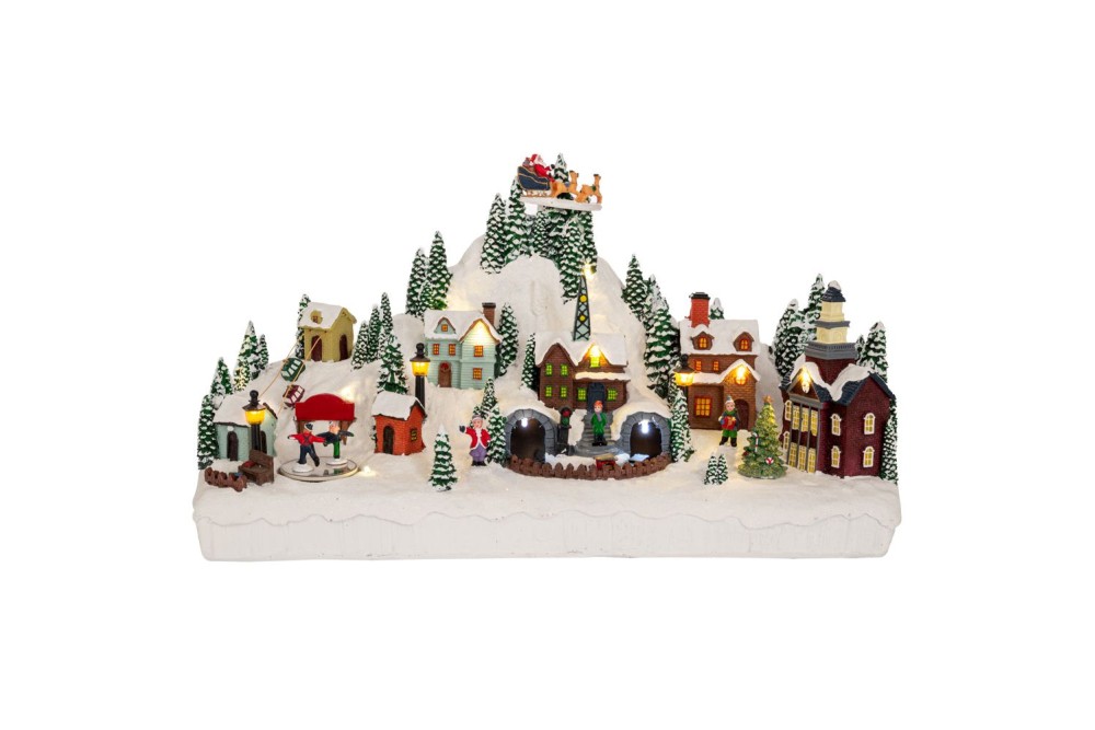 ΦΩΤΙΖΟΜΕΝΟ ΧΡΙΣΤΟΥΓΕΝΝΙΑΤΙΚΟ ΧΩΡΙΟ ΜΕ ΤΡΕΝΟ ΠΟΥ ΚΙΝΕΙΤΑΙ 43Χ16Χ24ΕΚ ΡΕΥΜΑΤΟΣ