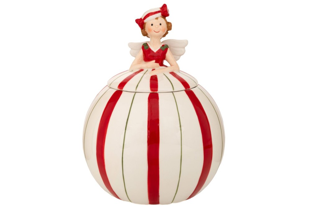 ΛΕΥΚΗ ΜΕ ΚΟΚΚΙΝΕΣ ΡΙΓΕΣ ΚΕΡΑΜΙΚΗ ΜΠΙΣΚΟΤΙΕΡΑ ΣΕ ΣΧΗΜΑ ΝΕΡΑΙΔΑΣ 16Χ15Χ20ΕΚ