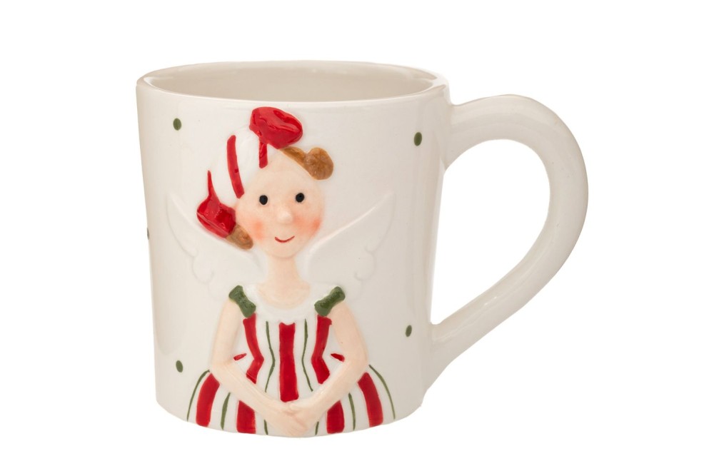 ΛΕΥΚΗ ΚΕΡΑΜΙΚΗ ΚΟΥΠΑ ΜΕ ΚΟΚΚΙΝΗ ΝΕΡΑΙΔΑ 13Χ9Χ9ΕΚ