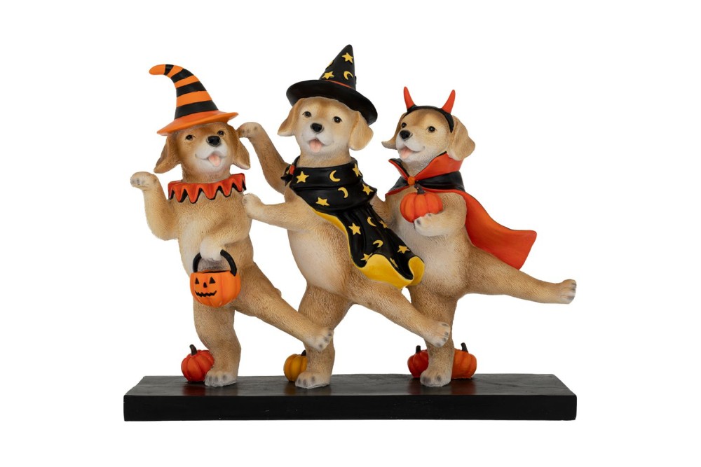 ΠΟΛΥΧΡΩΜΕΣ ΠΟΛΥΡΕΖΙΝ ΦΙΓΟΥΡΕΣ ΣΚΥΛΩΝ HALLOWEEN ΣΕ ΒΑΣΗ 35Χ11Χ30ΕΚ