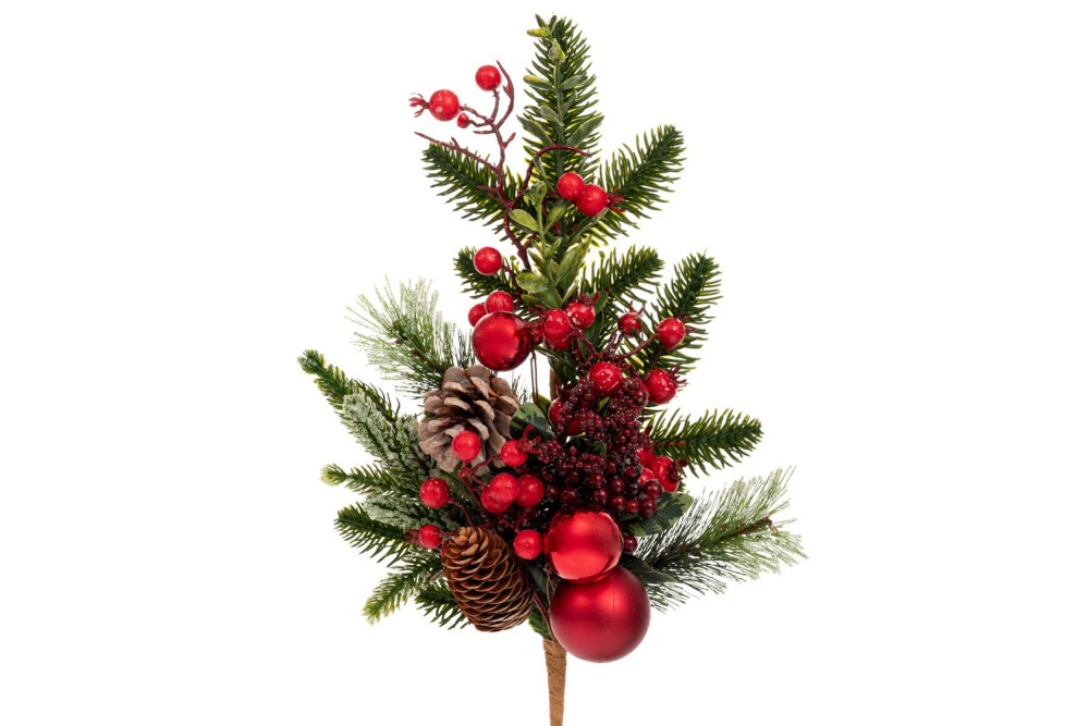 ΠΡΑΣΙΝΟ ΚΛΑΔΙ ΜΕ ΚΟΚΚΙΝΑ BERRIES ΚΟΚΚΙΝΕΣ ΜΠΑΛΛΕΣ ΚΑΙ  ΠΑΓΩΜΕΝΟ ΚΟΥΚΟΥΝΑΡΙ 50ΕΚ