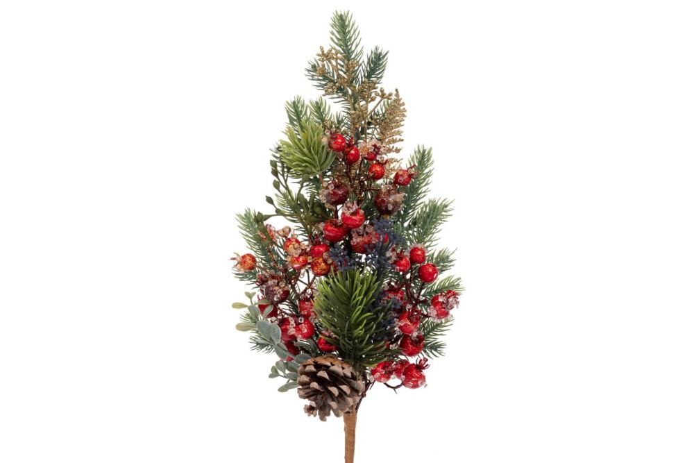 ΠΑΓΩΜΕΝΟ ΠΡΑΣΙΝΟ ΚΛΑΔΙ ΜΕ ΚΟΚΚΙΝΑ BERRIES ΚΑΙ  ΚΟΥΚΟΥΝΑΡΙΑ 50ΕΚ