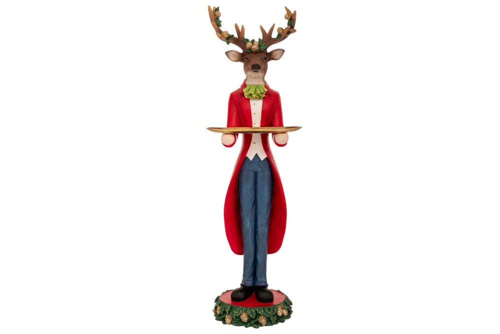 ΚΑΦΕ ΠΟΛΥΡΕΖΙΝ ΤΑΡΑΝΔΟΣ ΜΕ ΚΟΚΚΙΝΗ  ΜΠΛΕ ΣΤΟΛΗ ΚΑΙ ΔΙΣΚΟ ΣΤΑ ΧΕΡΙΑ 19Χ16,5Χ61ΕΚ