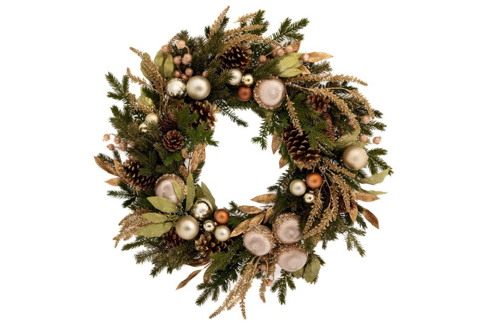 ΠΡΑΣΙΝΟ ΣΤΕΦΑΝΙ ΜΕ ΠΕΥΚΟ ΜΕ ΧΡΙΣΤΟΥΓΕΝΝΙΑΤΙΚΕΣ ΜΠΑΛΕΣ Φ71ΕΚ