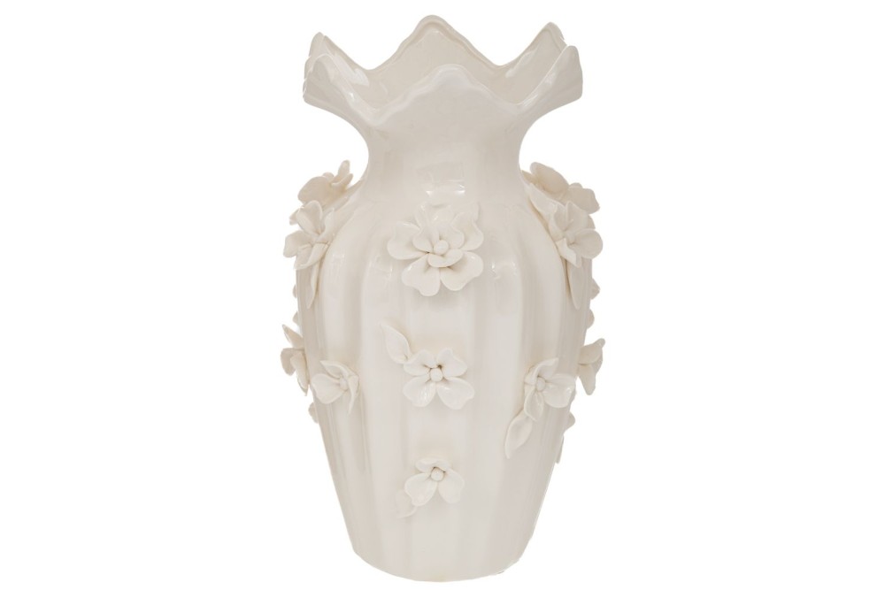 ΛΕΥΚΟ ΚΕΡΑΜΙΚΟ ΒΑΖΟ ΜΕ ΑΝΑΓΛΥΦΑ ΛΟΥΛΟΥΔΙΑ 20Χ31ΕΚ ΛΕΥΚΟ ΚΕΡΑΜΙΚΟ ΒΑΖΟ ΜΕ ΑΝΑΓΛΥΦΑ ΛΟΥΛΟΥΔΙΑ 20Χ31ΕΚ