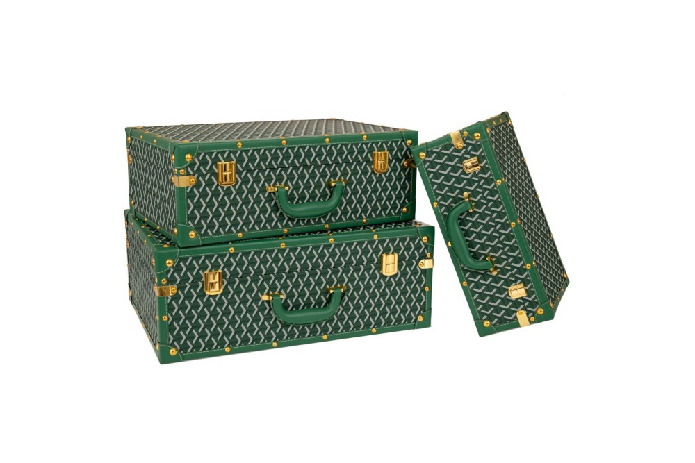 ΣΕΤ 3 ΠΡΑΣΙΝΕΣ ΚΑΡΟ ΒΑΛΙΤΣΕΣ ΜΕ ΧΡΥΣΕΣ ΛΕΠΤΟΜΕΡΕΙΕΣ 53Χ38Χ20ΕΚ 48Χ32Χ17ΕΚ 38Χ25Χ14ΕΚ