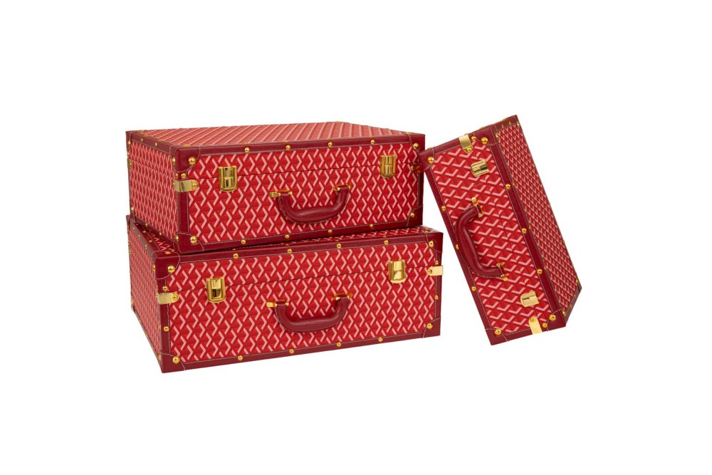 ΣΕΤ 3 ΚΟΚΚΙΝΕΣ ΚΑΡΟ ΒΑΛΙΤΣΕΣ ΜΕ ΧΡΥΣΕΣ ΛΕΠΤΟΜΕΡΕΙΕΣ 53Χ38Χ20ΕΚ 48Χ32Χ17ΕΚ 38Χ25Χ14ΕΚ