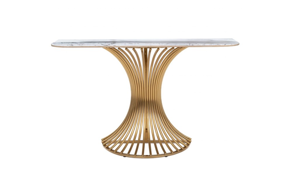 ΚΟΝΣΟΛΑ ΧΡΥΣΗ ΜΕΤΑΛΛΙΚΗ 130Χ40Χ80ΕΚΜΕ ΛΕΥΚΗ ΚΕΡΑΜΙΚΗ ΕΠΙΦΑΝΕΙΑ (ΕΦΕ ΜΑΡΜΑΡΟΥ)