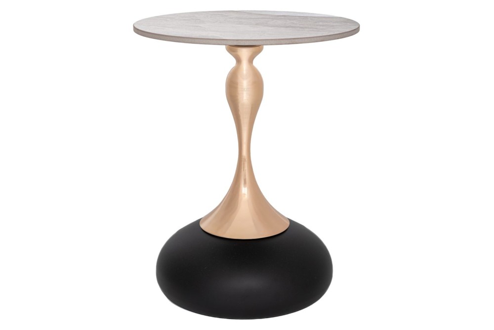 ΓΚΡΙ ΜΕΤΑΛΛΙΚΟ ΤΡΑΠΕΖΑΚΙ ΜΕ ΧΡΥΣΗ ΒΑΣΗ ΚΑΙ ΓΚΡΙ ΚΕΡΑΜΙΚΗ ΕΠΙΦΑΝΕΙΑ Φ42Χ52ΕΚ