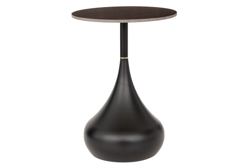 ΤΡΑΠΕΖΑΚΙ ΜΑΥΡΟ ΜΕΤΑΛΛΙΚΟ ΣΤΡΟΓΓΥΛΟ Φ40Χ52ΕΚ ΜΕ ΜΑΥΡΗ ΚΕΡΑΜΙΚΗ ΕΠΙΦΑΝΕΙΑ