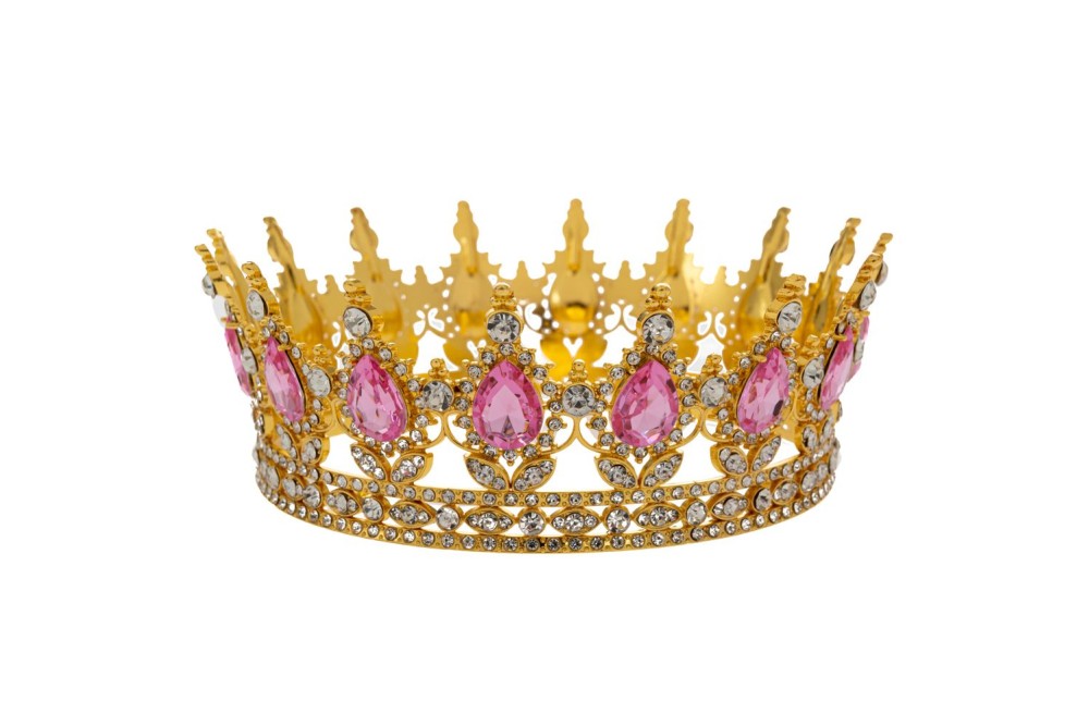 ΧΡΥΣΗ ΜΕΤΑΛΛΙΚΗ ΚΟΡΩΝΑ ΜΕ ΡΟΖ ΠΕΤΡΕΣ Φ14Χ5ΕΚ