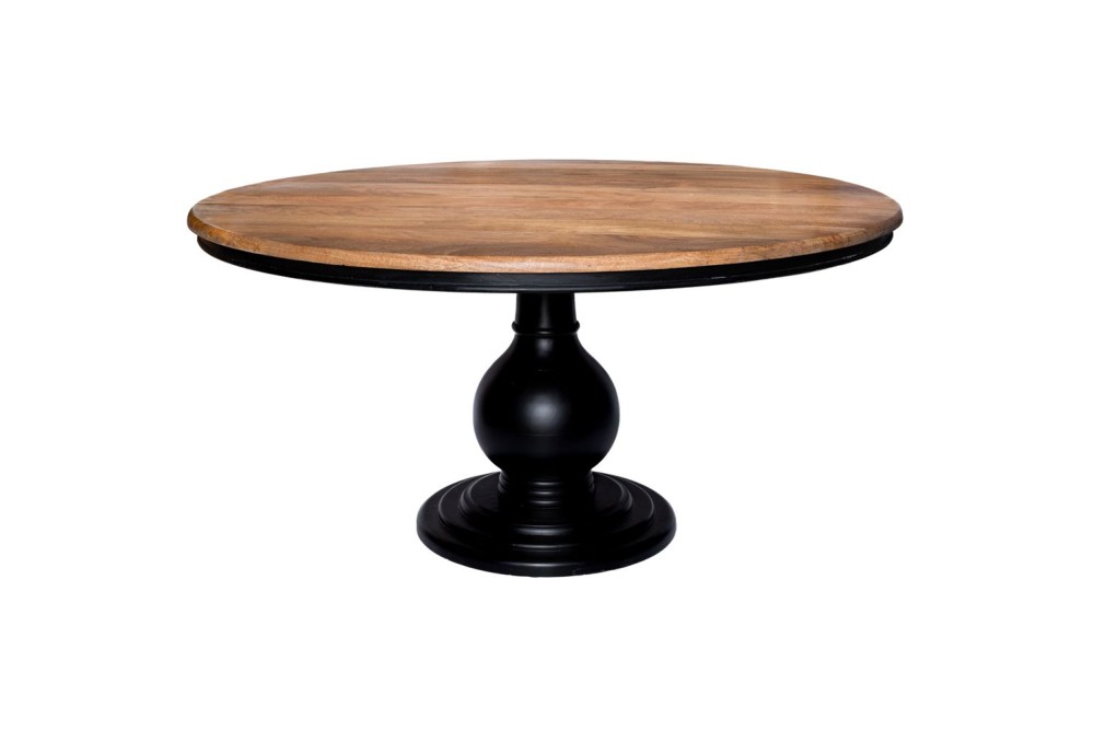 ΤΡΑΠΕΖΙ ΡΟΤΟΝΤΑ ΑΠΌ ΞΥΛΟ MANGO 152Χ152Χ78ΕΚ ΣΤΡΟΓΓΥΛΟ ΜΕ ΜΑΥΡΗ ΒΑΣΗ