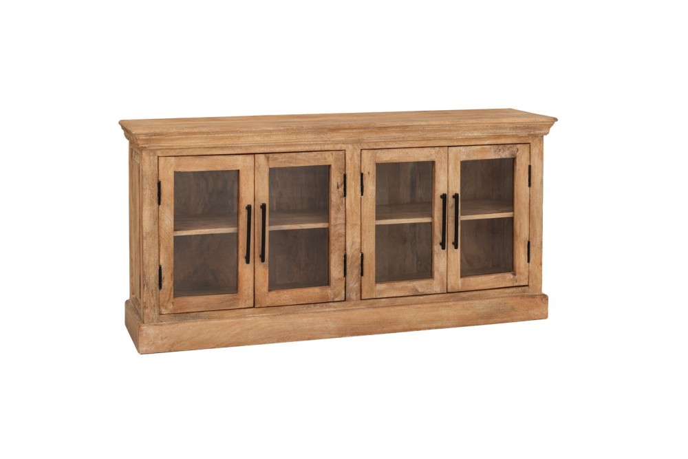 ΞΥΛΙΝΟΣ ΜΠΟΥΦΕΣ ΣΕ ΦΥΣΙΚΟ ΧΡΩΜΑ ΑΠΌ ΞΥΛΟ MANGO 147X36X70CM ΜΕ 4 ΝΤΟΥΛΑΠΙΑ