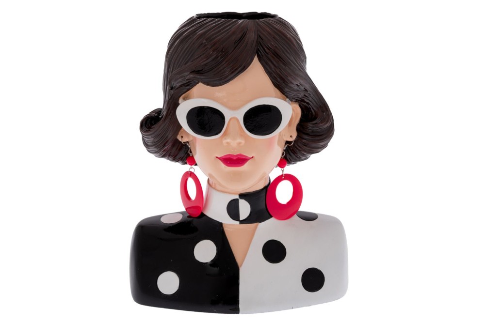 ΑΣΠΡΟΜΑΥΡΟ ΠΟΛΥΡΕΖΙΝ ΒΑΖΟ ΣΕ ΣΧΗΜΑ ΡΕΤΡΟ ΓΥΝΑΙΚΑ 23,5Χ16,5Χ28,5ΕΚ