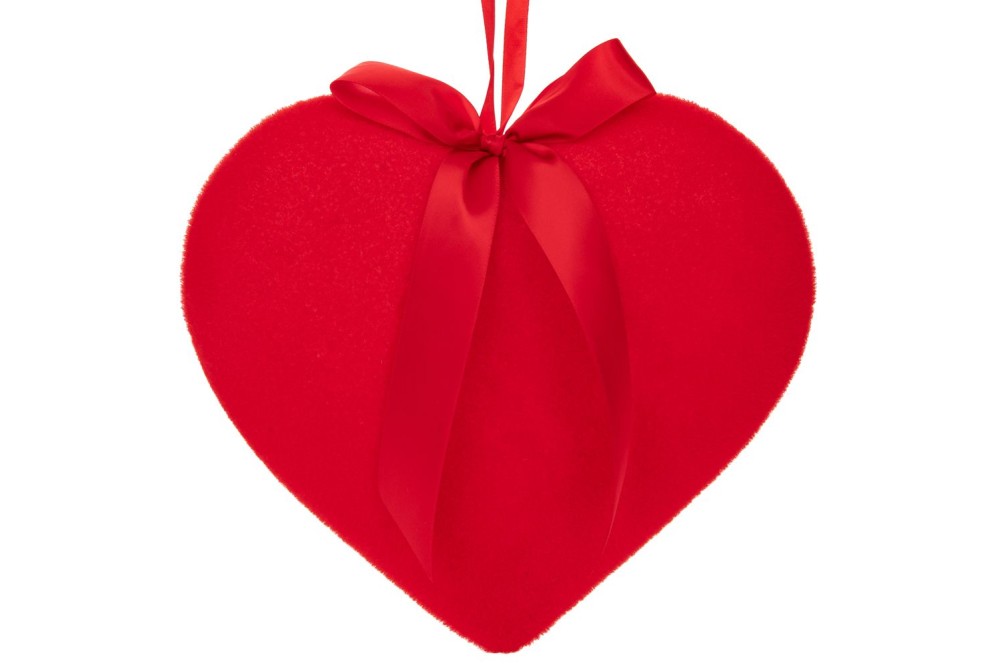 ΚΟΚΚΙΝΗ ΧΝΟΥΔΩΤΗ ΚΡΕΜΑΣΤΗ ΚΑΡΔΙΑ ΜΕ ΚΟΚΚΙΝΟ ΦΙΟΓΚΟ 30Χ30ΕΚ