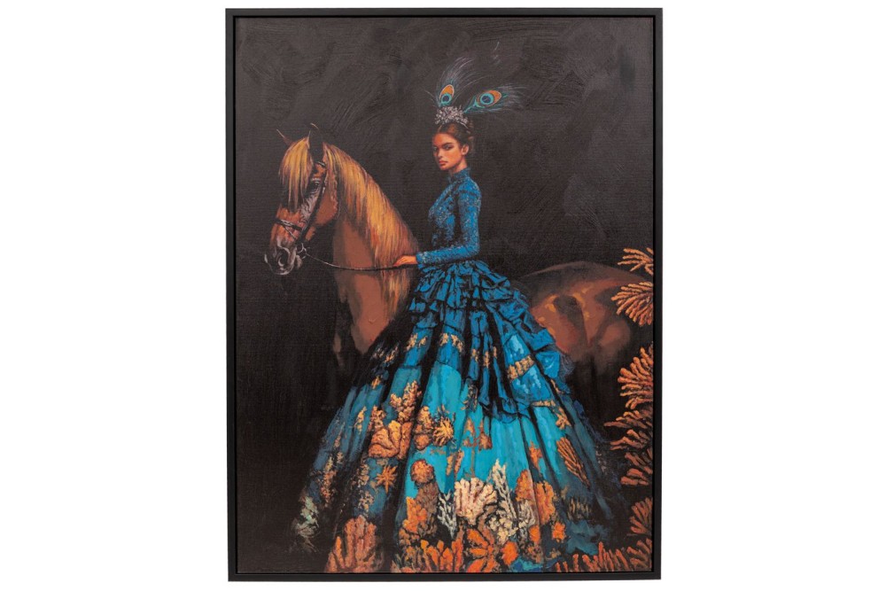 ΠΙΝΑΚΑΣ ΧΕΙΡΟΠΟΙΗΤΟΣ ΜΕ ΓΥΝΑΙΚΑ ΚΑΙ ΑΛΟΓΟ ΣΕ ΜΑΥΡΗ ΚΟΡΝΙΖΑ 94Χ124ΕΚ (90Χ120) ΠΙΝΑΚΑΣ ΧΕΙΡΟΠΟΙΗΤΟΣ ΜΕ ΓΥΝΑΙΚΑ ΚΑΙ ΑΛΟΓΟ ΣΕ ΜΑΥΡΗ ΚΟΡΝΙΖΑ 94Χ124ΕΚ (90Χ120)