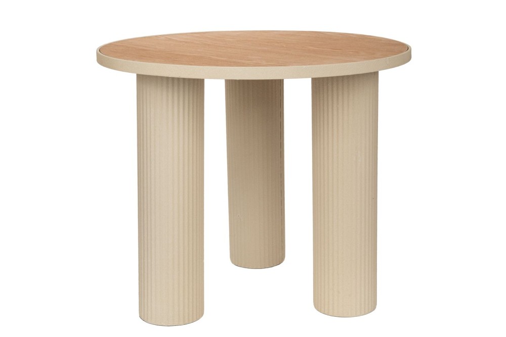 ΚΡΕΜ ΣΤΡΟΓΓΥΛΟ ΜΕΤΑΛΛΙΚΟ ΤΡΑΠΕΖΑΚΙ ΣΑΛΟΝΙΟΥ ΜΕ ΞΥΛΙΝΗ ΕΠΙΦΑΝΕΙΑ 59Χ59Χ50ΕΚ