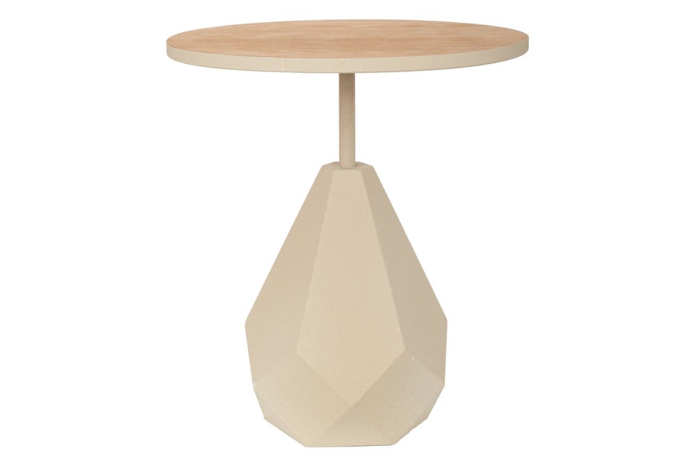 ΚΡΕΜ ΣΤΡΟΓΓΥΛΟ ΜΕΤΑΛΛΙΚΟ ΤΡΑΠΕΖΑΚΙ ΣΑΛΟΝΙΟΥ ΜΕ ΞΥΛΙΝΗ ΕΠΙΦΑΝΕΙΑ AND ΑΚΑΝΟΝΙΣΤΗ ΒΑΣΗ 50Χ50Χ56ΕΚ