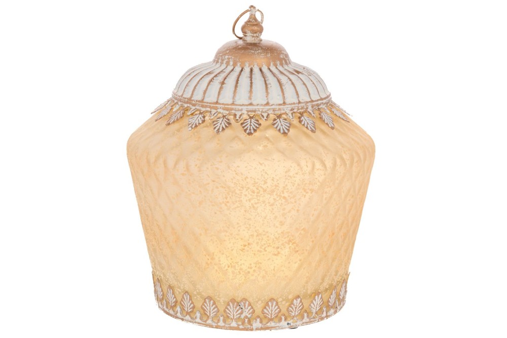 ΚΙΤΡΙΝΟ ΓΥΑΛΙΝΟ ΦΑΝΑΡΑΚΙ ΜΕ LED ΦΩΣ AND ΜΕΤΑΛΛΙΚΟ ΚΑΠΑΚΙ 15Χ15Χ19ΕΚ (ΑΑΑ 1.5V)