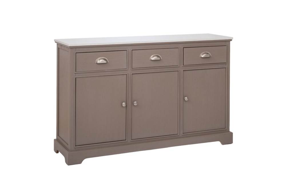 ΞΥΛΙΝΟΣ ΜΠΟΥΦΕΣ ΣΕ ΓΚΡΙ ΧΡΩΜΑ ΜΕ 3 ΠΟΡΤΕΣ, 3 ΣΥΡΤΑΡΙΑ AND ΜΑΡΜΑΡΙΝΗ ΕΠΙΦΑΝΕΙΑ 120Χ35Χ75ΕΚ