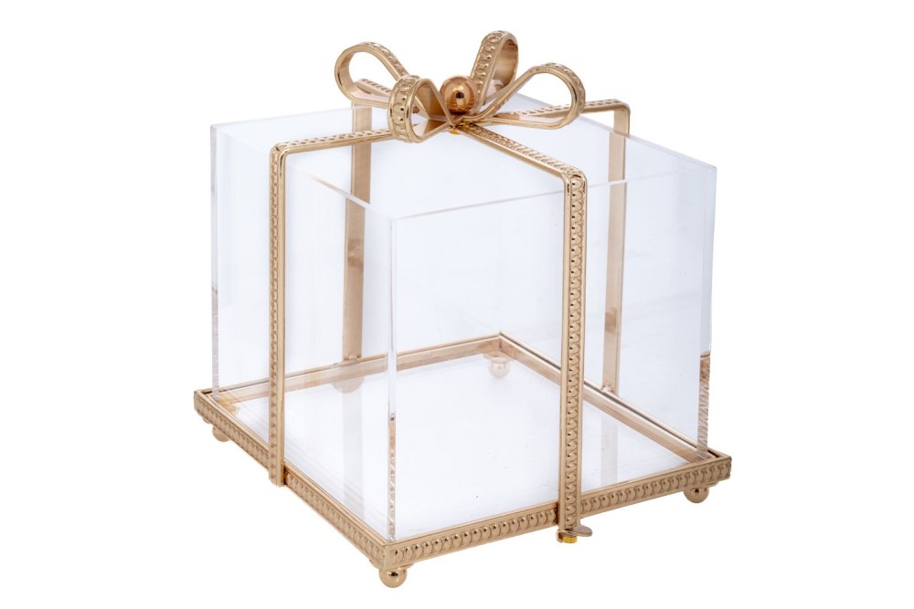 ΔΙΣΚΟΣ ΧΡΥΣΟ ΜΕΤΑΛΛΙΚΟ ΔΩΡΑΚΙ ΜΕ PLEXIGLASS 15Χ15Χ17ΕΚ