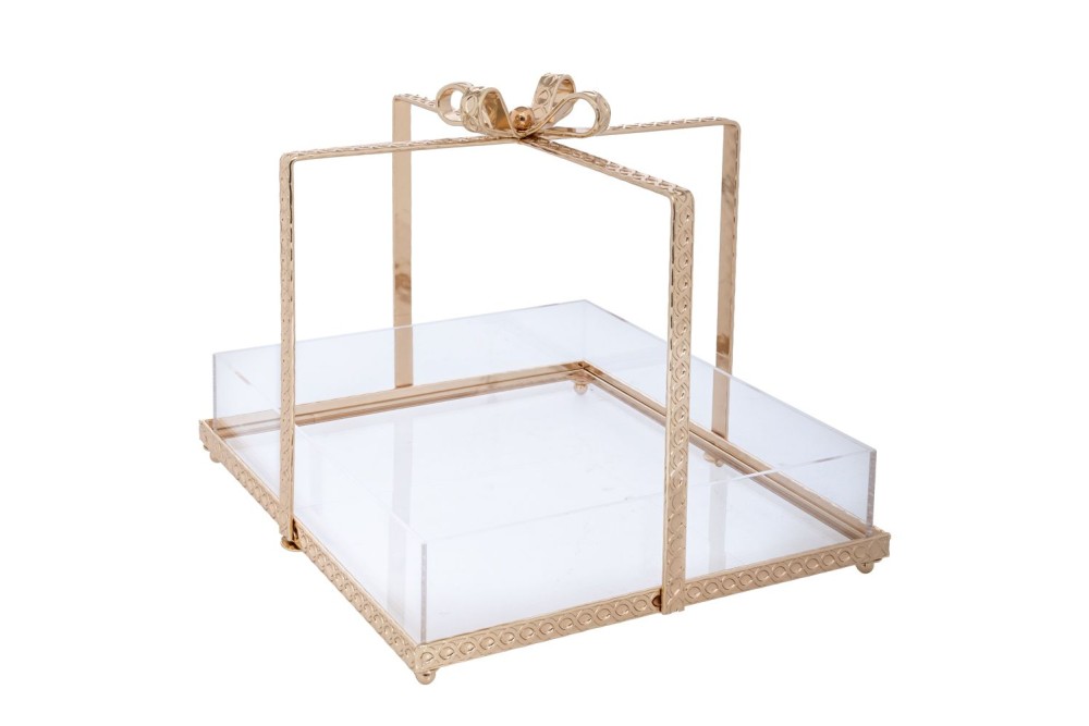 ΔΙΣΚΟΣ ΧΡΥΣΟ ΜΕΤΑΛΛΙΚΟ ΔΩΡΑΚΙ ΜΕ  PLEXIGLASS 29Χ29Χ25ΕΚ