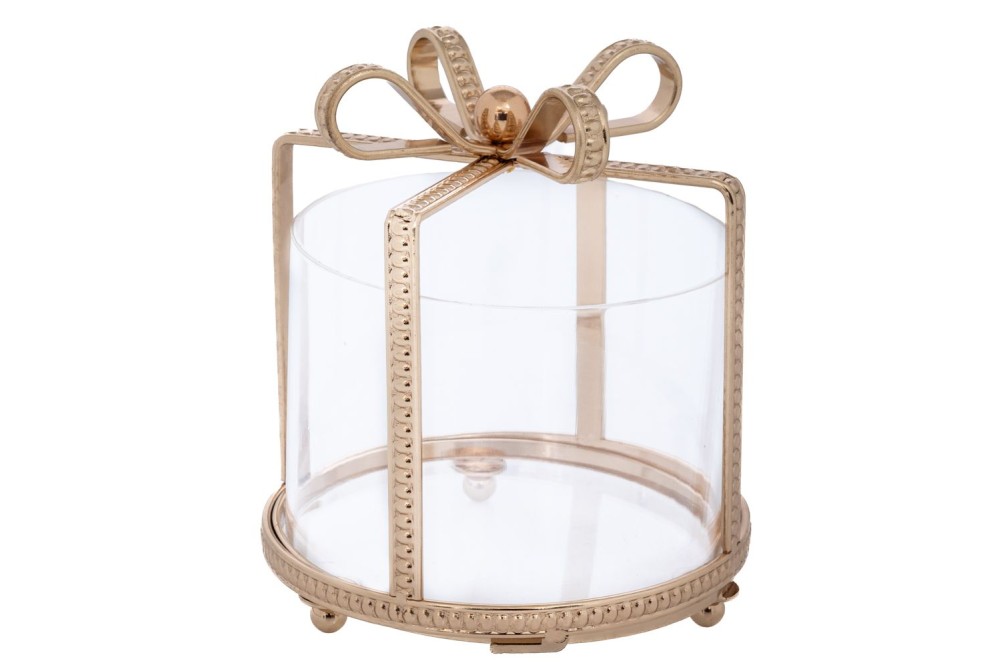 ΔΙΣΚΟΣ ΧΡΥΣΟ ΣΤΡΟΓΓΥΛΟ ΜΕΤΑΛΛΙΚΟ ΔΩΡΑΚΙ ΜΕ  PLEXIGLASS 13Χ13Χ15ΕΚ