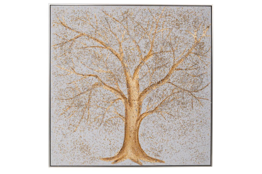 ΠΙΝΑΚΑΣ ΔΕΝΤΡΟ ΕΛΑΙΟΓΡΑΦΙΑ ΣΕ ΤΥΠΩΜΕΝΟ ΚΑΜΒΑ ΜΕ ΑΣΗΜΙ ΚΟΡΝΙΖΑ120Χ120ΕΚ