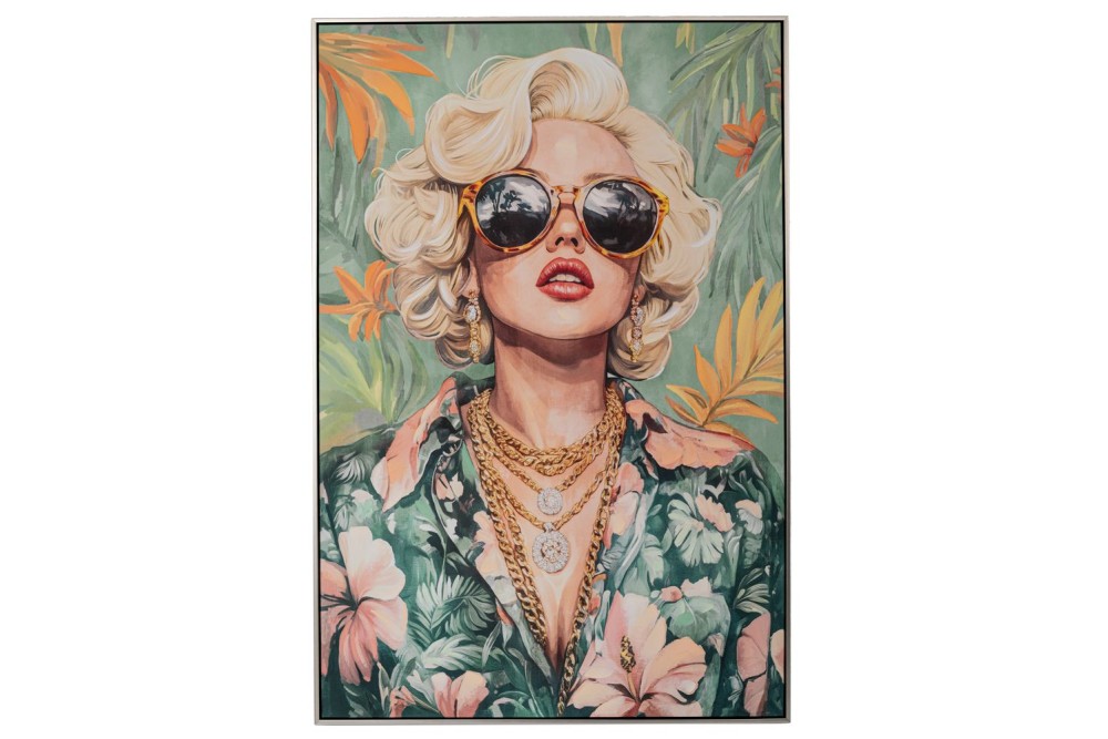 ΠΙΝΑΚΑΣ ΞΑΝΘΙΑ ΓΥΝΑΙΚΕΙΑ ΦΙΓΟΥΡΑ  ΣΕ ΤΥΠΩΜΕΝΟ ΚΑΜΒΑ ΜΕ ΑΣΗΜΙ ΚΟΡΝΙΖΑ 80Χ120ΕΚ