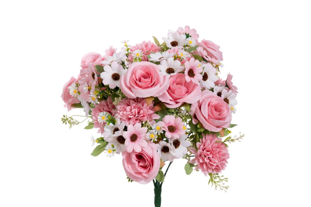 ΜΠΟΥΚΕΤΟ 46ΕΚ Χ24 ΜΕ ΡΟΖ ΤΡΙΑΝΤΑΦΥΛΛΑ-ΜΑΡΓΑΡΙΤΕΣ-ΧΡΥΣΑΝΘΕΜΑ