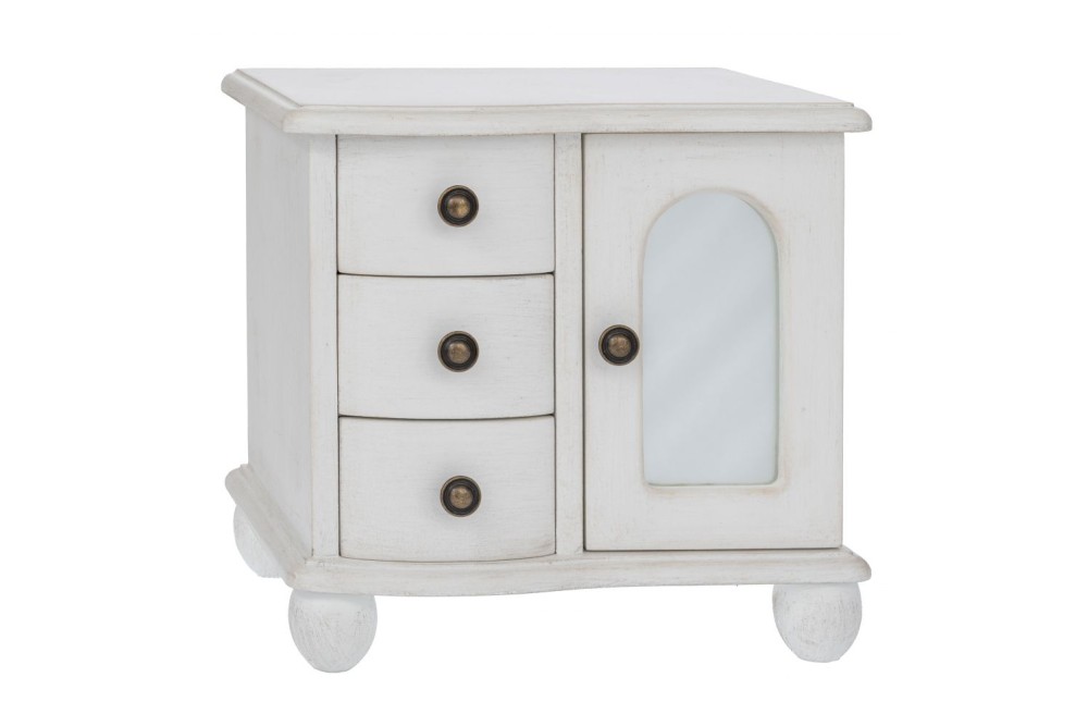 ΛΕΥΚΗ ΞΥΛΙΝΗ ΜΠΙΖΟΥΤΙΕΡΑ ΜΕ 3 ΣΥΡΤΑΡΑΚΙΑ AND ΝΤΟΥΛΑΠΑΚΙ ΜΕ ΚΑΘΡΕΦΤΑΚΙ 27Χ17Χ26ΕΚ