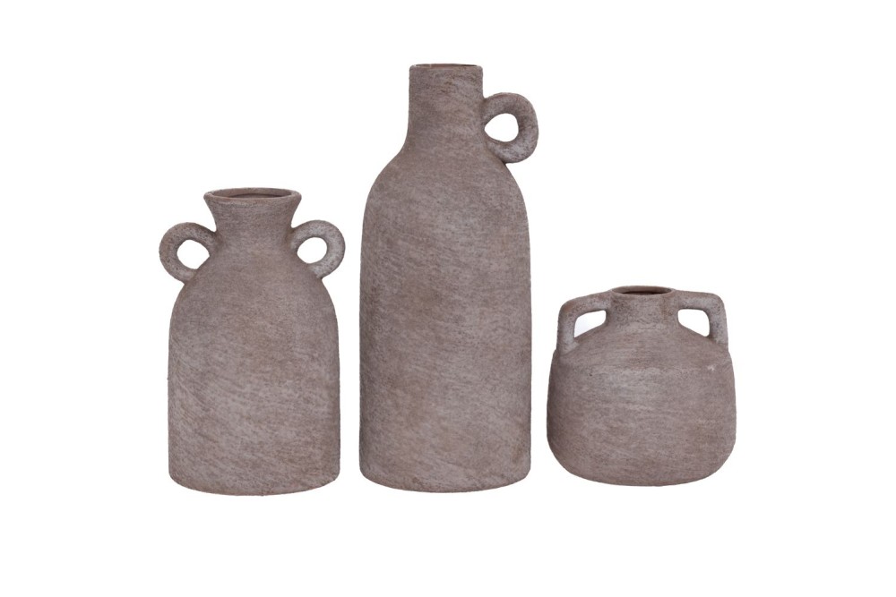 ΣΕΤ 3 ΓΚΡΙ ΚΕΡΑΜΙΚΑ ΒΑΖΑ S:11Ψ10ΕΚ Μ:17Χ10ΕΚ L:25Χ10ΕΚ ΣΕ ΚΟΥΤΙ ΔΩΡΟΥ