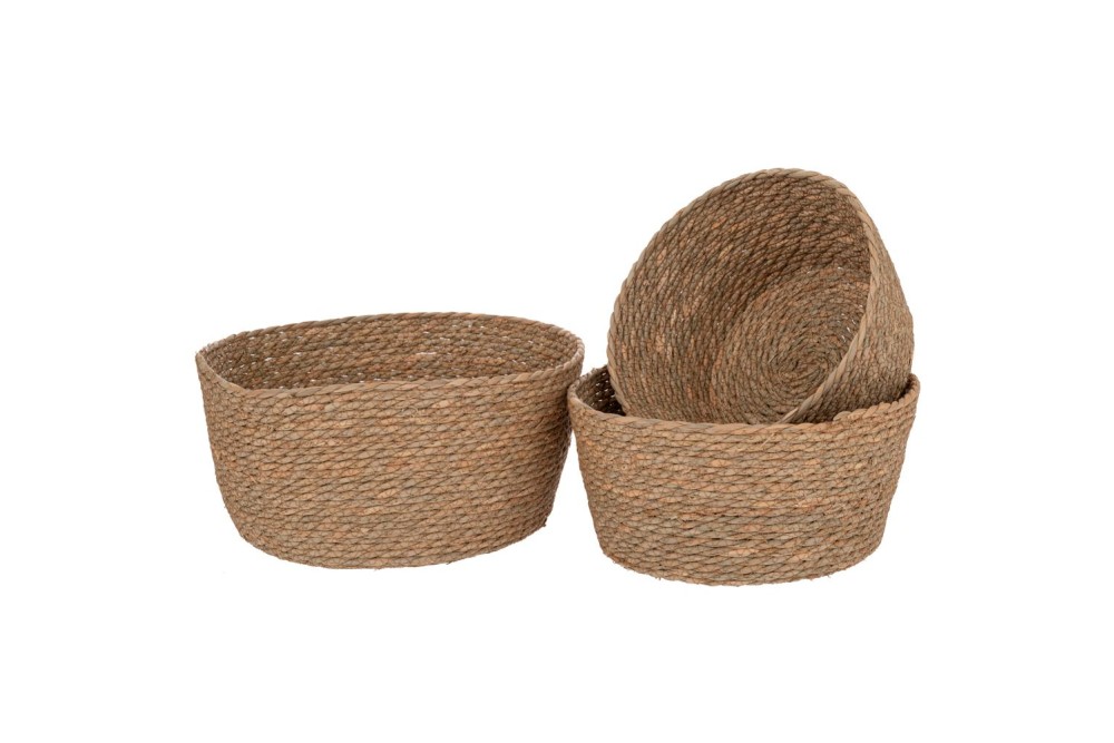 ΣΕΤ 3 ΠΑΝΕΡΙΑ ΦΥΣΙΚΟ WICKER  Φ35Χ17 D30X15 X26X13EK