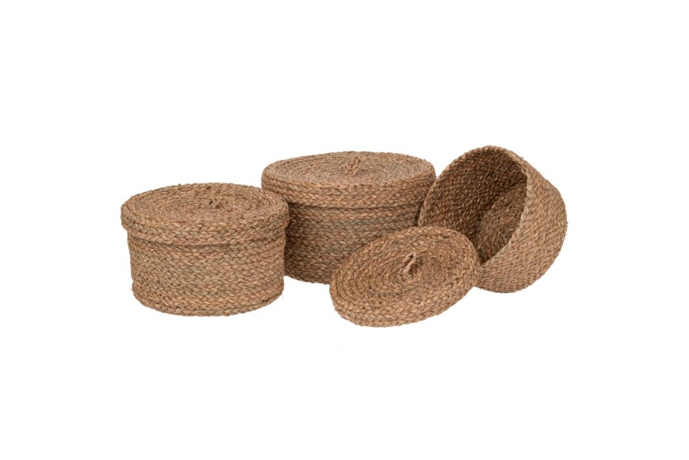 ΣΕΤ 3 ΑΠΟΘΗΚΕΥΤΙΚΑ WICKER ΜΕ ΚΑΠΑΚΙ Φ28Χ16 Φ25Χ14 Φ22Χ12ΕΚ