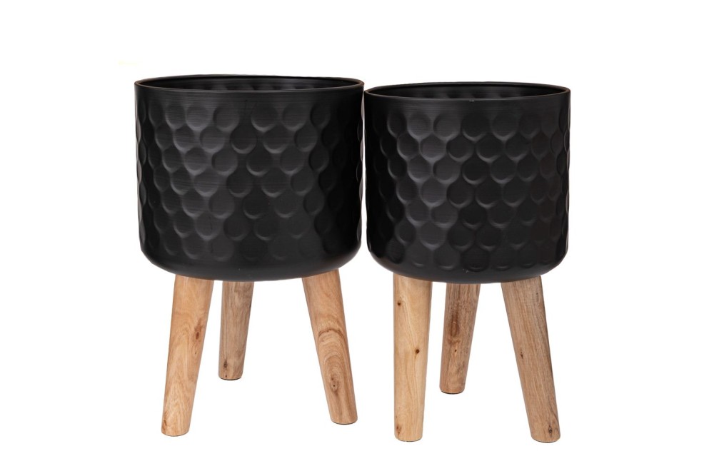 ΣΕΤ 2 ΜΑΥΡΗ ΜΕΤΑΛΛΙΚΗ ΓΛΑΣΤΡΟΘΗΚΗ ΜΕ ΞΥΛΙΝΑ ΠΟΔΙΑ 28Χ43ΕΚ 25Χ41ΕΚ