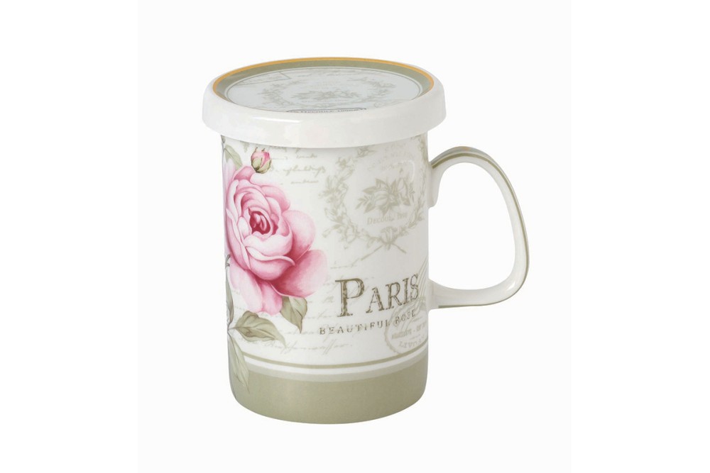 Πορσελάνινη Κούπα Με Καπάκι Floral Paris Roses Μ33460-5 Πορσελάνινη Κούπα Με Καπάκι Floral Paris Roses Μ33460-5