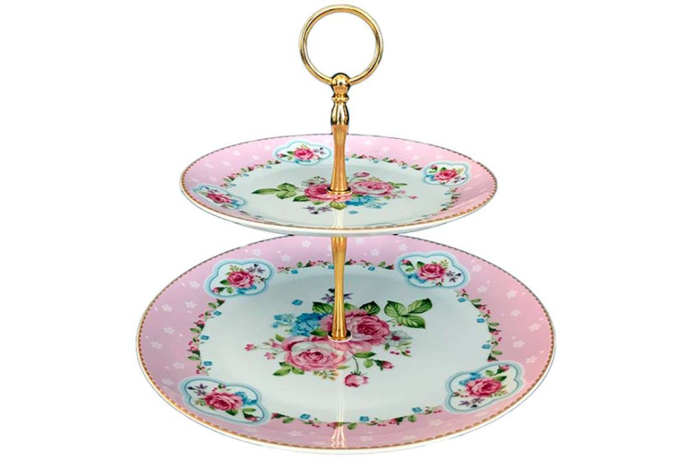 Πιατέλα-Τουρτιέρα Πορσελάνης 2όροφη English Floral Flowers